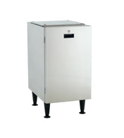 A tall, rectangular stainless steel container with a lockable hinged lid, a mail-style slot on the front, and four black legs. The industrial design is similar to a Scotsman HST16-A machine stand, perfect for secure storage or collection purposes.
