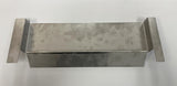 A rectangular stainless steel box, likely a beverage dispenser deflector for a 22 head by Icetro America, with tall side flanges extending outward. Its mottled, reflective surface shows subtle smudges and fingerprints on a light gray background.