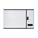 A rectangular white chest freezer with a flat lid, black trim, and black handle. Features a small digital control panel on the front and a minimal, modern design—perfect for pairing with a high capacity ice machine for all your cooling needs.