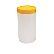 A plain, cylindrical white polyethylene mix bottle with a bright yellow, flat, round lid. The 1 qt mix bottle stands upright on a white background and appears unmarked, with no labels or branding visible.