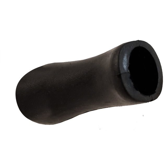 A black, cylindrical rubber Replacement Handle with a slightly tapered shape and hollow center, lying on a white background. Its smooth, matte surface suits the Commercial Juice Press by TableCraft, with the open end showing the rubber's thickness.