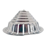 A shiny, ridged stainless steel citrus juicer cone with a flared base and vertical slits, designed as a replacement strainer cone for a commercial juice press. The dome shape tapers to a point at the top for efficient fruit juice extraction.