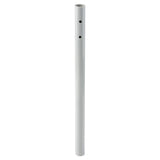 A vertical, cylindrical metal tube with a smooth silver finish, resembling a dowel rod, features two pairs of evenly spaced round holes near the top. The plain tube has a hollow interior visible at the top end and stands against a white background.