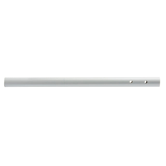 A plain, cylindrical silver Dowel Rod is shown horizontally against a white background. The rod has two circular holes near one end, is smooth with no additional markings, and is dishwasher safe for easy cleaning.