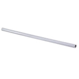 A single, smooth, light gray PVC pipe is shown diagonally on a white background. Reminiscent of a TableCraft dowel rod, the pipe is cylindrical, hollow, and unmarked, with one open end visible.