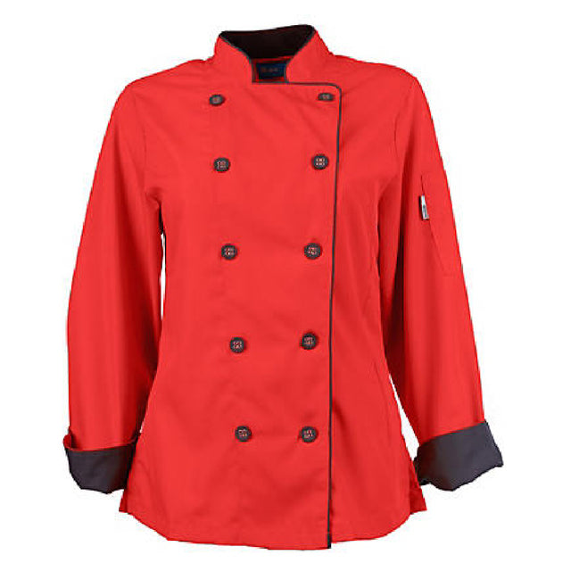 AllPoints KNG2123RDSLL Lg Women Activechef Coat Red/slate Ls