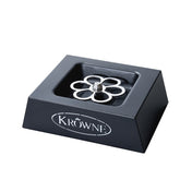 A black square Countertop Liquid CO2 Glass Chiller with a stainless steel spray nozzle in a flower pattern at the center. The brand “Krowne” appears on the front in white letters inside an oval. The glass chiller is empty and clean.