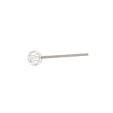 A stainless steel Kettle Whip whisk with a long, straight handle and spherical wire head is centered on a plain white background. It appears clean and unused, with wires forming a round, cage-like shape at the end.