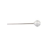 A long stainless steel handle with a wire cage whisk at one end, shaped like a rounded balloon. This 48 inch Kettle Whip is designed for mixing or whipping ingredients, typically used in cooking or baking. The background is plain white.