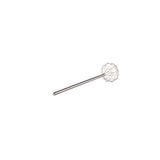 A stainless steel Kettle Whip kitchen whisk with a long, straight handle and a round, cage-like wire head is isolated on a white background. The whisk, measuring 48 inch in length, is positioned diagonally with the handle on the left.