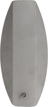 A minimalist gray wall sconce with a vertical, oval shape and smooth, matte finish. Near the bottom, a small, angled toggle switch—styled like a K20 draw-off valve—protrudes. The fixture is simple and modern with no visible light source.