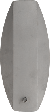 A minimalist gray wall sconce with a vertical, oval shape and smooth, matte finish. Near the bottom, a small, angled toggle switch—styled like a K20 draw-off valve—protrudes. The fixture is simple and modern with no visible light source.