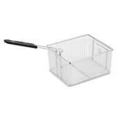 A rectangular stainless steel Fryer Basket with a mesh design and a black plastic handle, angled to the left. The WDF1300 basket is empty and placed on a white background.