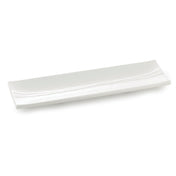 A long, rectangular serving dish from the Frostone Collection, this white ceramic plate features slightly raised, curved edges and a smooth, glossy finish. The plate is empty and photographed against a plain white background.
