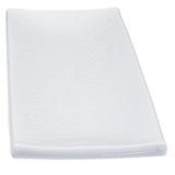 A simple, rectangular white Frostone Collection Dish with slightly raised edges and a smooth, glossy surface. The plate appears empty and is set against a plain white background.