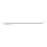A long, narrow white melamine dish from the Frostone Collection with slightly raised ends and three shallow, curved indentations along the bottom edge, shown against a plain white background.