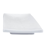 A white, rectangular dish from the Frostone Collection with slightly raised edges and a subtle textured surface, shown from the front at a low angle; the plate appears clean and empty against a plain white background.