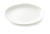 A round, white pebbled tray with a textured, concentric circular pattern on its surface. This 22 inch serving tray has a slightly raised rim and a glossy finish, photographed against a white background.