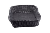 A rectangular, black hand-woven basket with high sides and a flat bottom, shown empty on a white background. The basket features a tight weave pattern from the Ridal Collection and slightly curved edges.