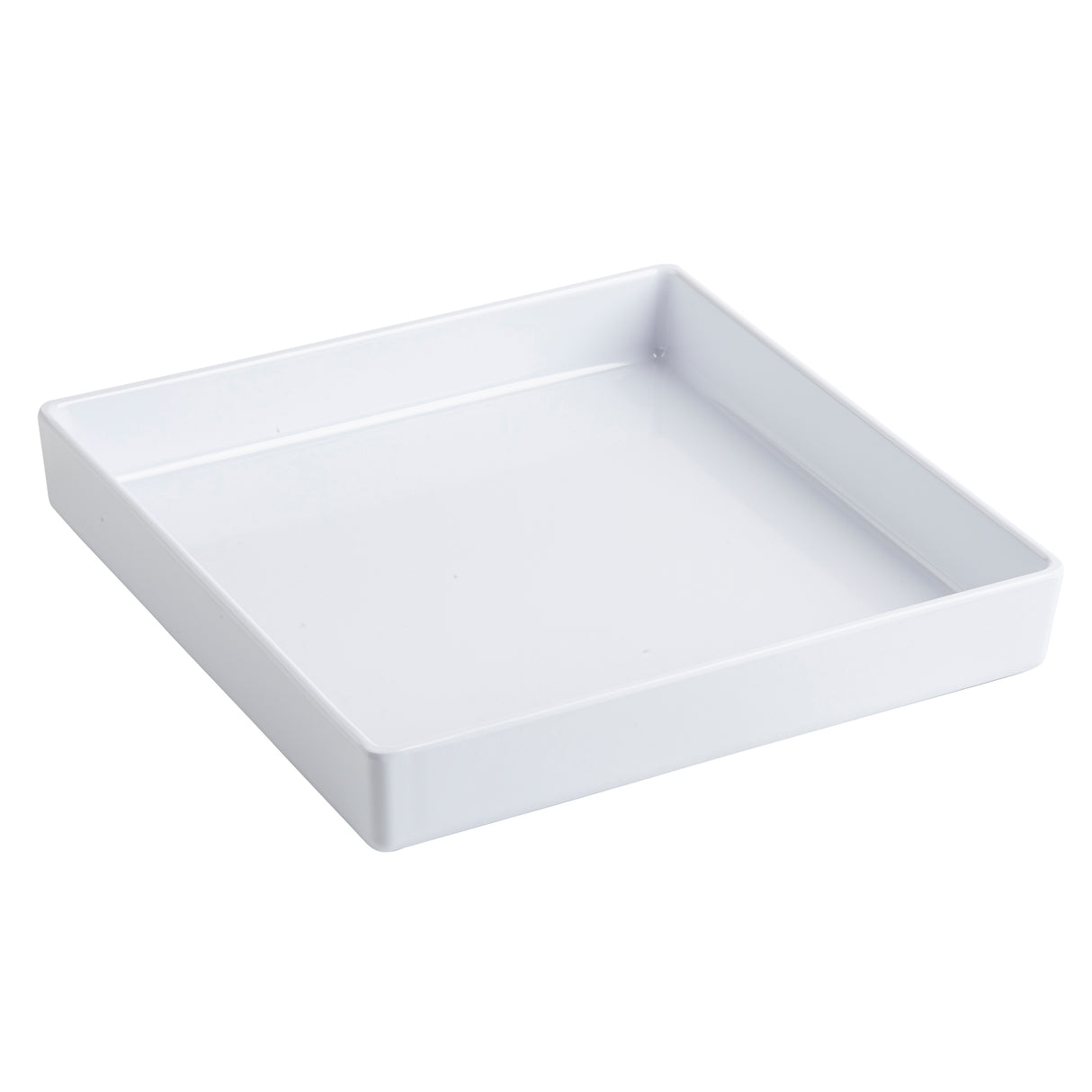 A plain, empty, white square bowl from the Contemporary Collection Bowl series features straight edges and slightly rounded corners. Photographed on a white background, this ceramic dish has a glossy finish and moderate depth.