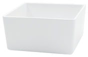A plain, white, square ceramic bowl with smooth edges and a matte finish, shown empty against a white background. Dishwasher safe, this modern bowl features slightly rounded corners for a simple yet stylish design.