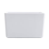A simple, rectangular white ceramic planter with smooth edges and a glossy finish, shown on a plain white background. Its clean, minimalist lines evoke the elegance of an NSF bowl while offering versatile style for any space.
