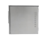 A side view of a closed, silver stainless steel appliance with a plain, smooth surface. Vertical ventilation slits on the right panel and a thin top edge hint this may be a Prodigy ELITE ice maker, likely featuring cube style ice production.