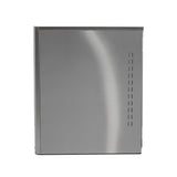 A rectangular, stainless steel appliance side panel with a smooth surface, designed for the Prodigy ELITE Ice Maker. The right side features three vertical rows of ventilation slots, highlighting its modern look—perfect for air-cooled ice maker systems.