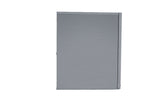 A plain, closed, rectangular gray metal cabinet—possibly housing a water-cooled ice maker—features a smooth surface, with a flush door and no visible handles or markings, photographed against a white background.