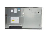 The image shows the back panel of a large metallic appliance, possibly a water-cooled ice maker or Prodigy ELITE Ice Maker. The surface features stickers, labels, a diagram, connector port, screws, and vents against a plain white background.