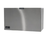 A stainless steel Scotsman Prodigy ELITE ice maker with a rectangular shape, flat front panel, and black Scotsman logo at the top center. The unit features a small cube ice option and boasts a sleek, industrial design.