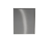 A closed, stainless steel Prodigy ELITE door with a smooth, brushed finish and minimalistic design, photographed against a plain white background. The door has a slight sheen and no visible handle or markings.