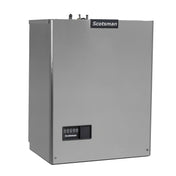 A stainless steel Scotsman Prodigy ELITE® ice maker with a flat rectangular front, the Scotsman logo at the top, and a small black control panel with buttons near the bottom left. The industrial design is set against a plain white background.