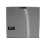 A stainless steel high capacity ice maker, this Scotsman Prodigy ELITE Eclipse Ice Maker features a smooth rectangular front, the Scotsman logo at the top center, and a sleek control panel on the lower left for a modern, industrial look.