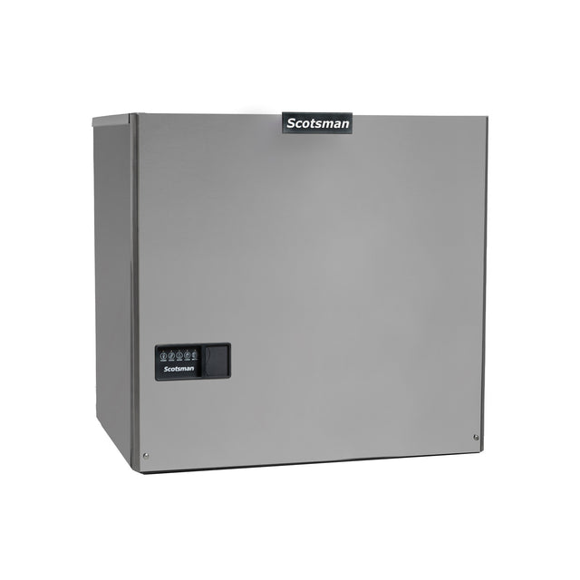 A stainless steel Scotsman Prodigy ELITE® Eclipse® Ice Maker, rectangular with a flat front panel. The Scotsman logo appears twice: centered near the top and on a small control panel on the lower left. The machine rests on a white background.
