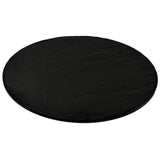 A round, flat, black Frostone Collection Display Tray with a smooth melamine surface and slightly curved edges, break resistant and stylishly placed against a white background.