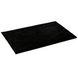 A flat, rectangular black melamine mat with a slightly textured surface is shown against a white background. The display tray appears thin and flexible, with straight, clean edges and is dishwasher safe.