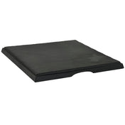 A flat, square piece from the Frostone Collection Display Tray range, this black slate-inspired dishwasher safe serving tray features a slightly textured surface and a small curved notch on one edge, set against a white background.