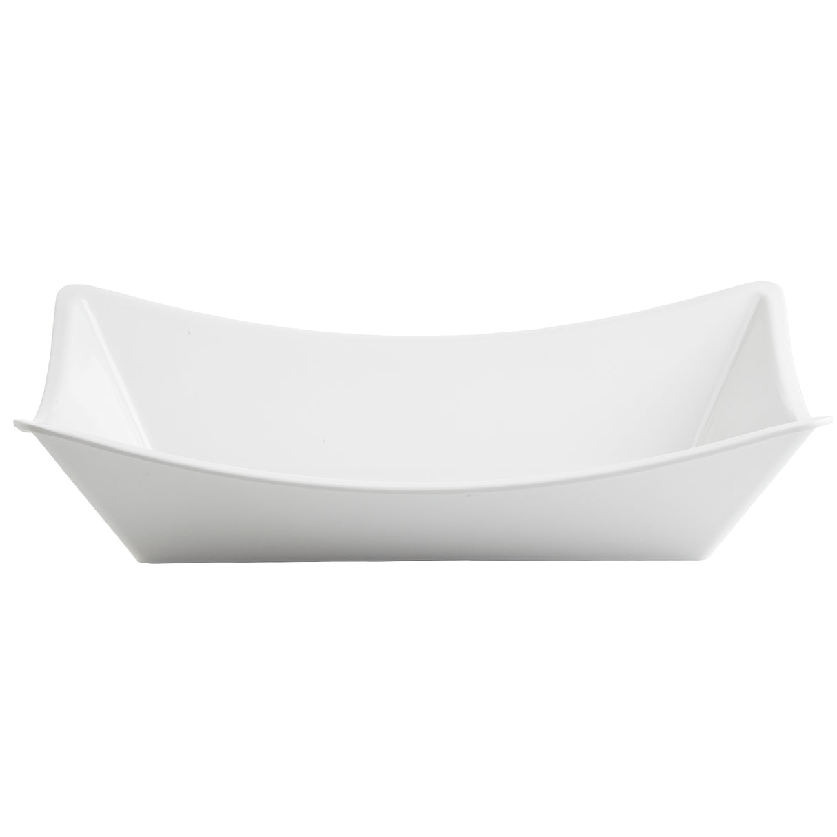 A white, square-shaped ceramic bowl with gently curved, upward-sloping sides and a smooth surface, photographed against a plain white background. This minimalist Grand Master Collection Bowl appears empty and elegant in design.