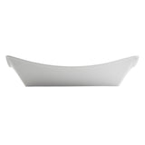 A white, rectangular bowl from the Grand Master Collection, this ceramic serving dish features slightly curved, upward-angled sides and small handles on each end, shown against a plain white background.