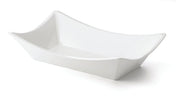 A modern, rectangular serving bowl from the Grand Master Collection, crafted in white ceramic with flared, upturned edges and a smooth, glossy surface. Displayed empty on a white background.