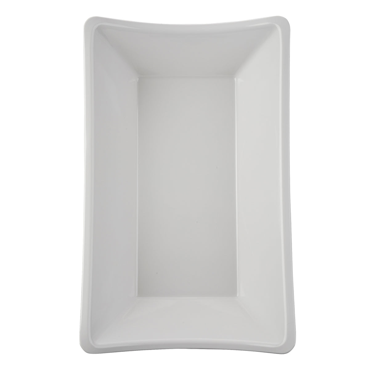 A rectangular, white plastic tray with slightly curved edges and a smooth, glossy surface, this Grand Master Collection Bowl is viewed from above on a plain white background.