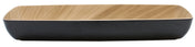The Frostone Naturals Bowl by TableCraft Products is a rectangular melamine bowl with gently rounded corners, a matte black exterior, and a smooth, light wood-grain patterned interior, offering a modern, minimalist design.