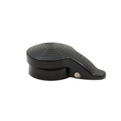 A black ABS plastic rotary hand tool with a circular, ridged top and a short handle. There is a small metal rivet where the handle meets the round body. The device is dishwasher safe and set against a plain white background.