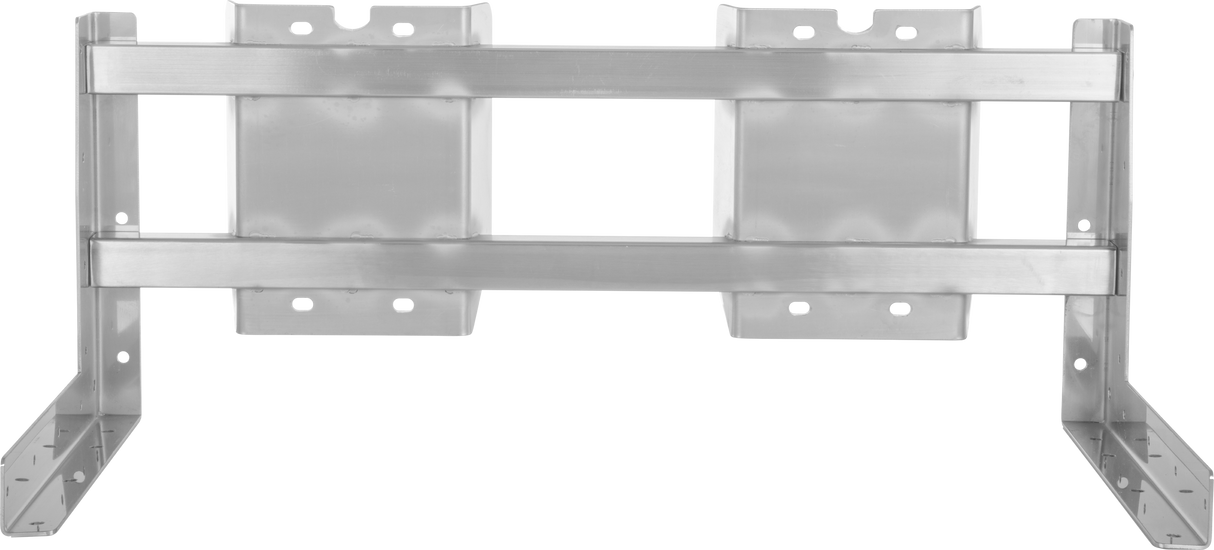 A sturdy 24" VCCG metal mounting frame with two horizontal bars and vertical side supports, featuring multiple holes for screws. The rectangular structure is ideal for securely mounting or supporting equipment, such as an air conditioning unit.