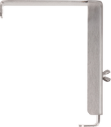 A Vulcan Gap adjust bracket, model GADJUST-VMCS, with a brushed metal finish. This L-shaped clamp features a wing nut on the vertical section and two protruding hooks on each end, photographed against a plain white background.