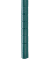 A vertical stack of ten green, glossy, round magnets—resembling Metroseal 3 Green epoxy—shines against a white background. The metallic magnets are neatly aligned, each separated by thin lines, and centered vertically in the frame.