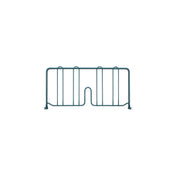 A corrosion-resistant metal wire bookend with a rectangular frame, vertical bars, and a central U-shaped notch at the bottom. The dark green finish and angled feet offer stability. Perfect for pairing with your Super Erecta Shelf Divider. Plain white background.