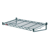 A single Metroseal 3 metal wire wall shelf with a rectangular, grid-like surface and open sides, shown on a white background. The SmartWall Flat Grid Shelf features hooks for wall mounting and offers antimicrobial protection with a raised front edge.