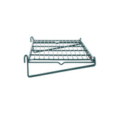 The SmartWall Flat Grid Shelf is a sturdy metal wire shelf with antimicrobial protection, featuring a grid pattern and hooks on both ends for mounting. Slightly angled and isolated on a white background, it's perfect for storage or organization.